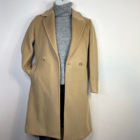 J McLaughlin Lux Wool Cashmere Camel Tan Long Belted Coat Classic Womens XS - Picture 7 of 14